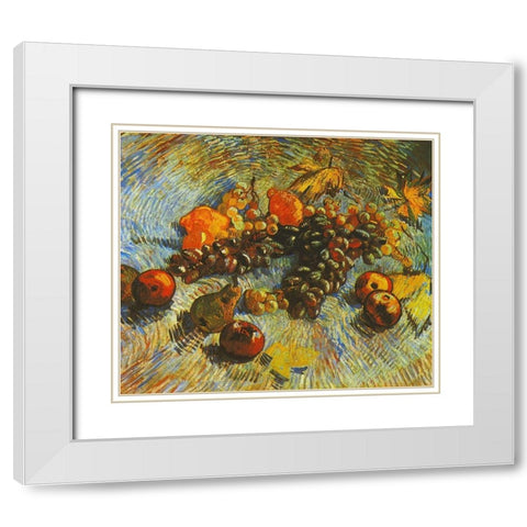 Grapes Apples Pear Lemons White Modern Wood Framed Art Print with Double Matting by Van Gogh, Vincent