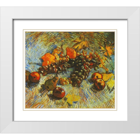 Grapes Apples Pear Lemons White Modern Wood Framed Art Print with Double Matting by Van Gogh, Vincent
