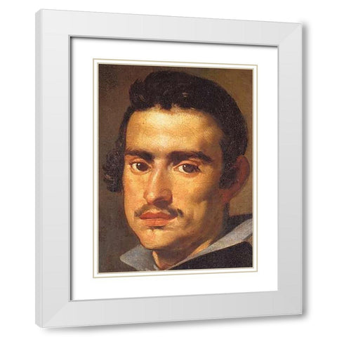 A Young Man White Modern Wood Framed Art Print with Double Matting by Velazquez, Diego