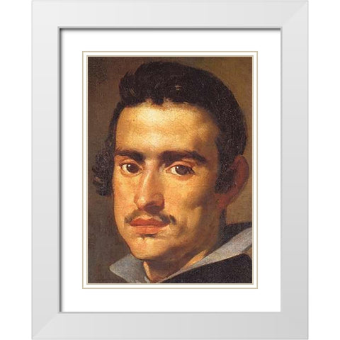 A Young Man White Modern Wood Framed Art Print with Double Matting by Velazquez, Diego
