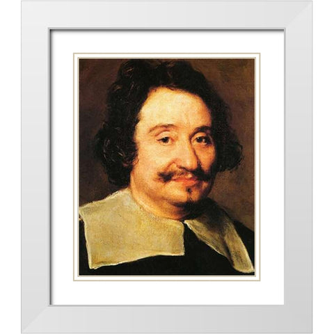Barber To The Pope White Modern Wood Framed Art Print with Double Matting by Velazquez, Diego
