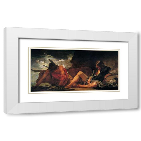 Mercury And Argus White Modern Wood Framed Art Print with Double Matting by Velazquez, Diego