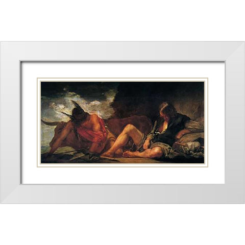 Mercury And Argus White Modern Wood Framed Art Print with Double Matting by Velazquez, Diego
