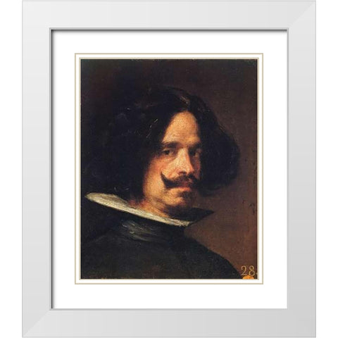 Self Portrait White Modern Wood Framed Art Print with Double Matting by Velazquez, Diego