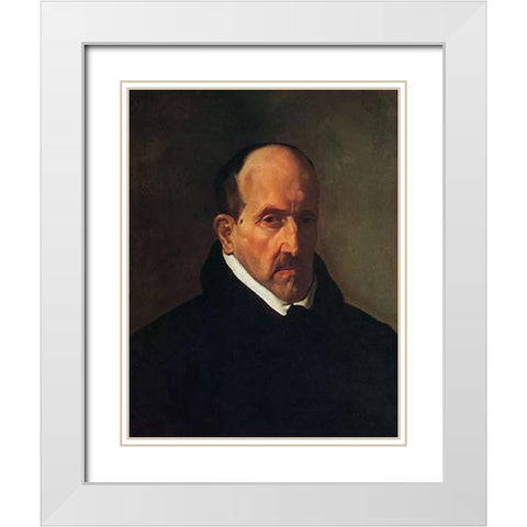 The Poet Don Luis De Gongora YArgote White Modern Wood Framed Art Print with Double Matting by Velazquez, Diego