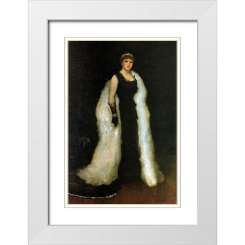 Arrangement In Black Lady Meux 1881 White Modern Wood Framed Art Print with Double Matting by Whistler, James McNeill