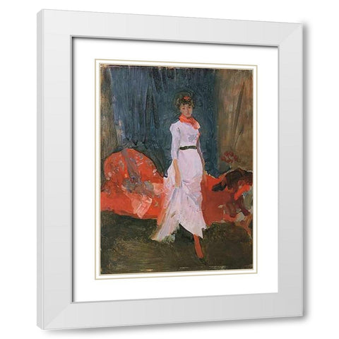 Arrangement In Pink Red And Purple 1883 White Modern Wood Framed Art Print with Double Matting by Whistler, James McNeill
