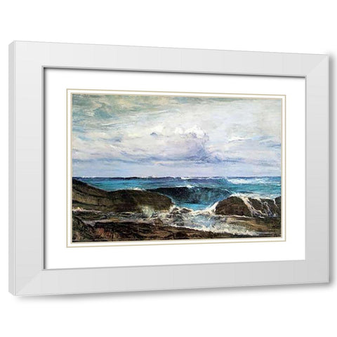 Blue Wave White Modern Wood Framed Art Print with Double Matting by Whistler, James McNeill