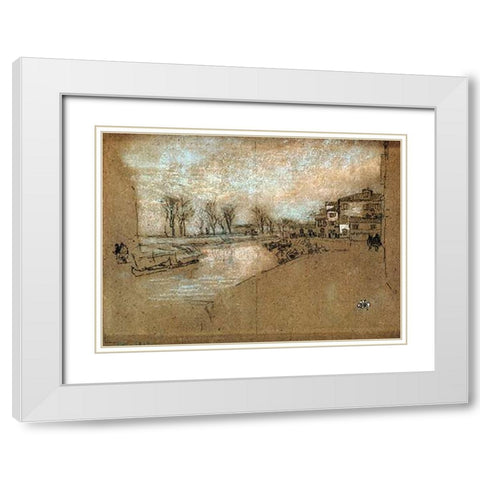 Campo Sta Martin Winter Evening White Modern Wood Framed Art Print with Double Matting by Whistler, James McNeill