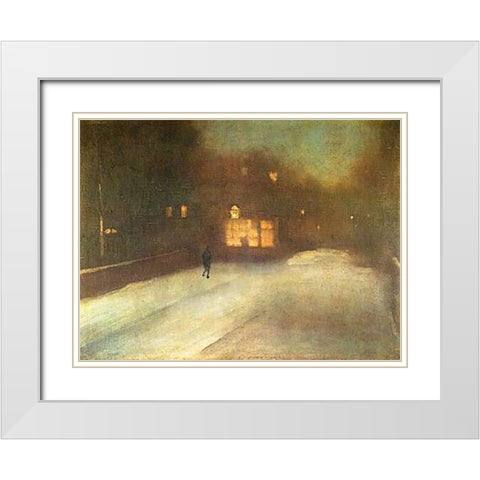 Cheslea Snow White Modern Wood Framed Art Print with Double Matting by Whistler, James McNeill