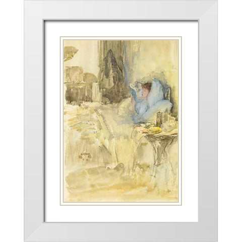 Convalescent Or Petit Dejeuner Note In Opal 1883 White Modern Wood Framed Art Print with Double Matting by Whistler, James McNeill
