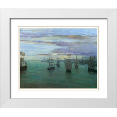 Crepuscule In Flesh Colour And Green Valparaiso 1866 White Modern Wood Framed Art Print with Double Matting by Whistler, James McNeill