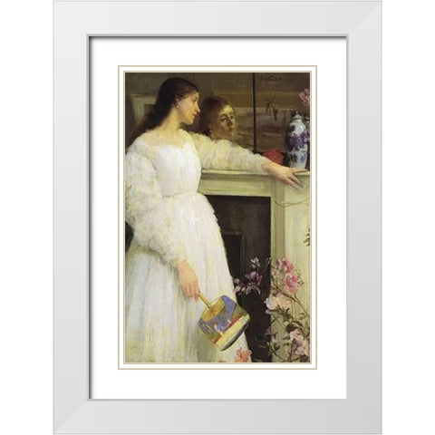 Girl In White White Modern Wood Framed Art Print with Double Matting by Whistler, James McNeill