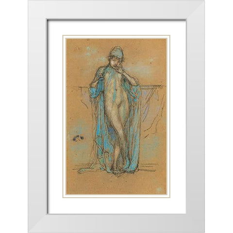 Harmony In Blue And Violet White Modern Wood Framed Art Print with Double Matting by Whistler, James McNeill