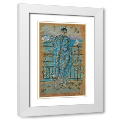 Morning Glories 1865 White Modern Wood Framed Art Print with Double Matting by Whistler, James McNeill