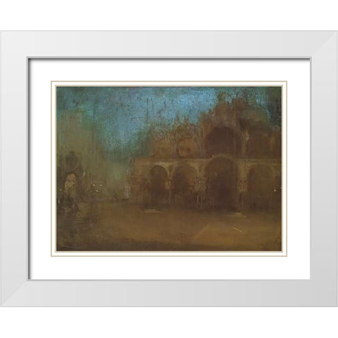 Nocturne Blue And Gold St Marks Venice 1879 White Modern Wood Framed Art Print with Double Matting by Whistler, James McNeill