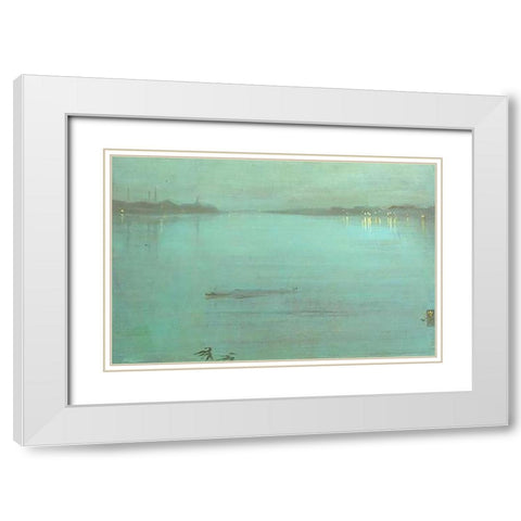 Nocturne Blue And Silver Cremorne Lights 1872 White Modern Wood Framed Art Print with Double Matting by Whistler, James McNeill