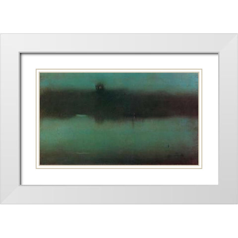 Nocturne Grey And Silver 1873 White Modern Wood Framed Art Print with Double Matting by Whistler, James McNeill