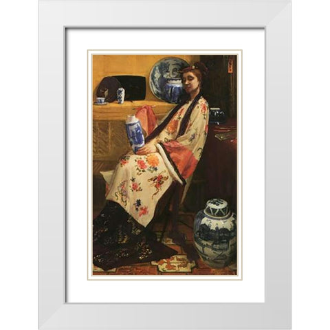 Purple And Rose Lange Leizen Of Six Marks 1864 White Modern Wood Framed Art Print with Double Matting by Whistler, James McNeill