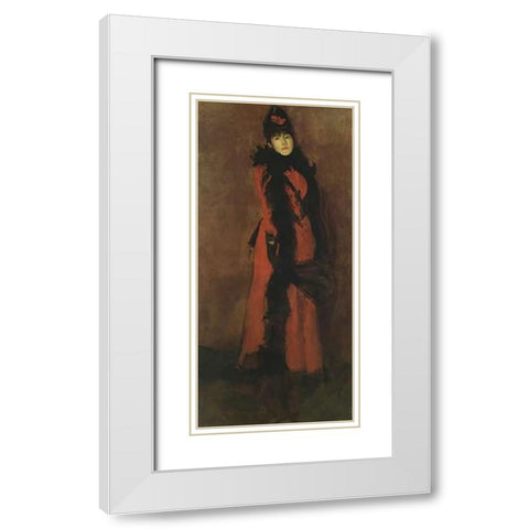 Red And Black The Fan 1891 White Modern Wood Framed Art Print with Double Matting by Whistler, James McNeill