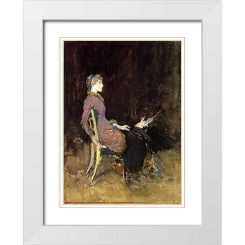 Study In Black And Gold Madge ODonoghue 1883 White Modern Wood Framed Art Print with Double Matting by Whistler, James McNeill