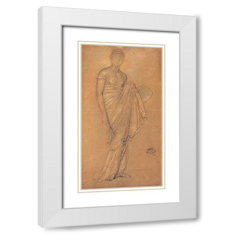 Tanagra 1869 White Modern Wood Framed Art Print with Double Matting by Whistler, James McNeill