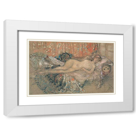 The Arabian 1892 White Modern Wood Framed Art Print with Double Matting by Whistler, James McNeill