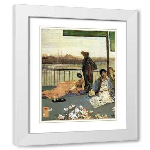 The Balcony 1864 White Modern Wood Framed Art Print with Double Matting by Whistler, James McNeill