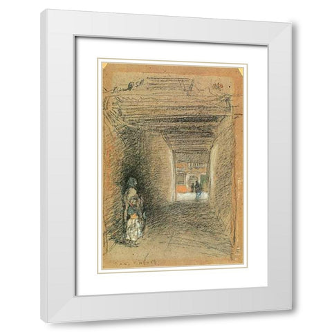 The Beggars Winter 1879 White Modern Wood Framed Art Print with Double Matting by Whistler, James McNeill
