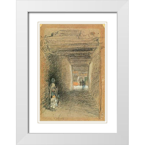 The Beggars Winter 1879 White Modern Wood Framed Art Print with Double Matting by Whistler, James McNeill