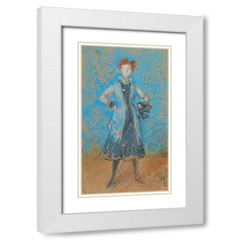 The Blue Girl 1872 White Modern Wood Framed Art Print with Double Matting by Whistler, James McNeill