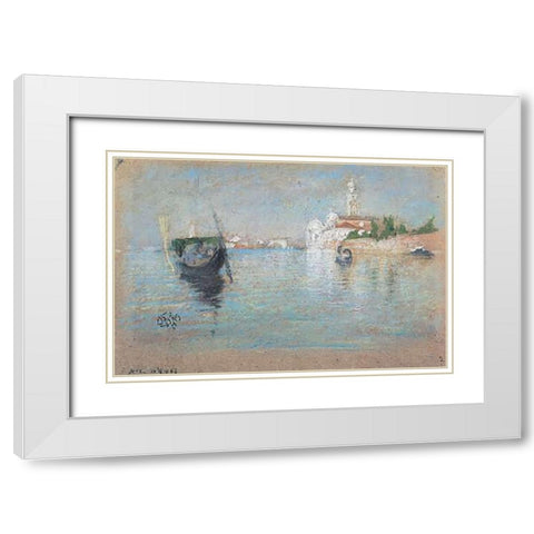 The Cemetery 1880 White Modern Wood Framed Art Print with Double Matting by Whistler, James McNeill