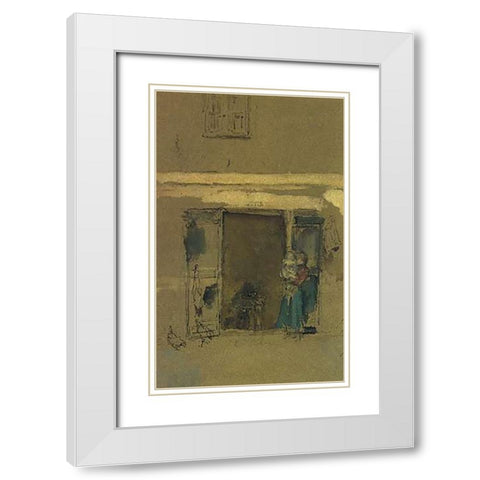 The Open Door 1901 White Modern Wood Framed Art Print with Double Matting by Whistler, James McNeill