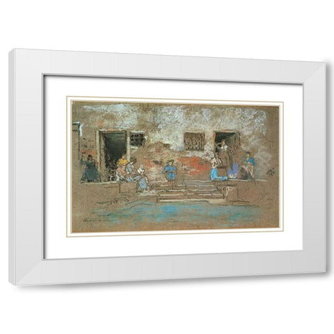 The Steps 1880 White Modern Wood Framed Art Print with Double Matting by Whistler, James McNeill