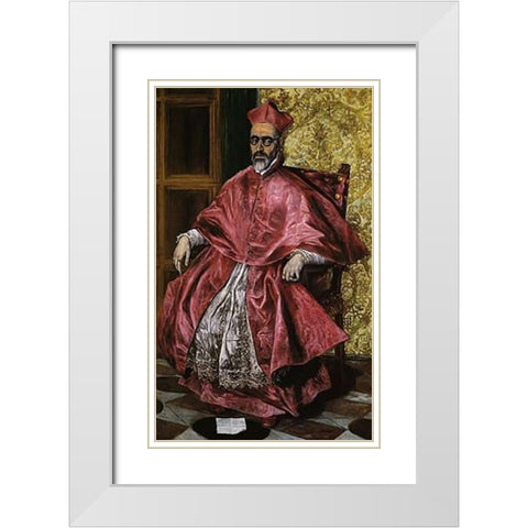 A Cardinal Probably Cardinal Nino De Guevara White Modern Wood Framed Art Print with Double Matting by Greco, El