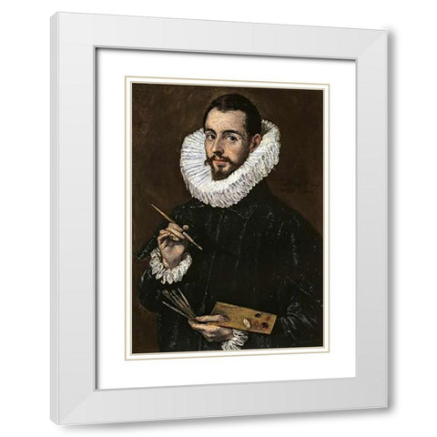 An Artist Probably Jorge Manuel Theotokopoulos White Modern Wood Framed Art Print with Double Matting by Greco, El
