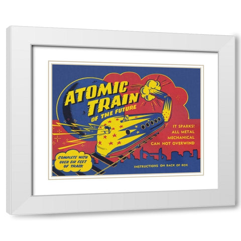 Atomic Train of the Future White Modern Wood Framed Art Print with Double Matting by Retrobot