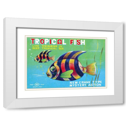 Tropical Fish White Modern Wood Framed Art Print with Double Matting by Retrobot