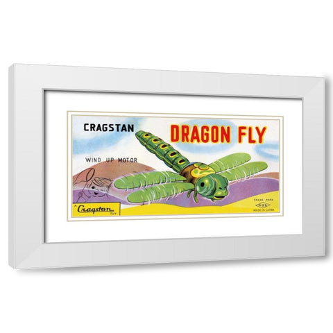 Cragstan Dragon Fly White Modern Wood Framed Art Print with Double Matting by Retrobot