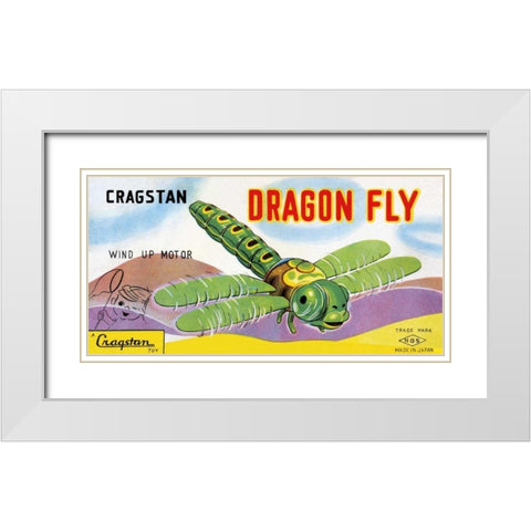 Cragstan Dragon Fly White Modern Wood Framed Art Print with Double Matting by Retrobot