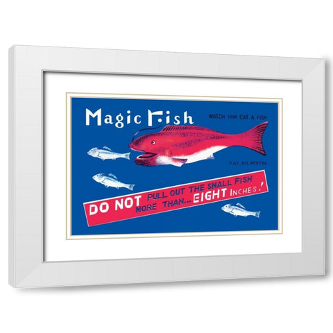 Magic Fish White Modern Wood Framed Art Print with Double Matting by Retrobot
