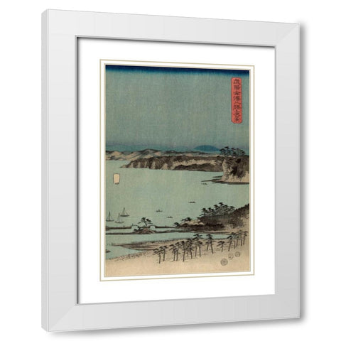 Evening view of the eight famous sites at Kanazawa in Musashi Province  #3 White Modern Wood Framed Art Print with Double Matting by Hiroshige, Ando