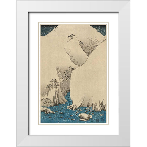 Mountains and rivers on the Kiso Road  #2 White Modern Wood Framed Art Print with Double Matting by Hiroshige, Ando