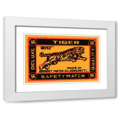 Tiger Safety Match White Modern Wood Framed Art Print with Double Matting by Phillumenart