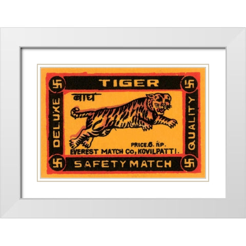 Tiger Safety Match White Modern Wood Framed Art Print with Double Matting by Phillumenart
