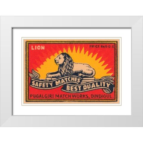 Lion Safety Matches Best Quality White Modern Wood Framed Art Print with Double Matting by Phillumenart