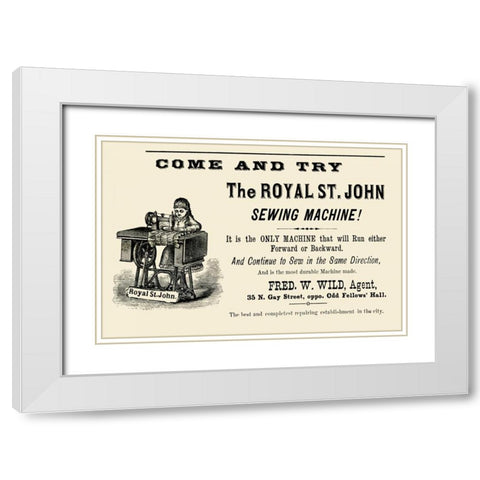 The Royal St. John Sewing Machine White Modern Wood Framed Art Print with Double Matting by Unknown