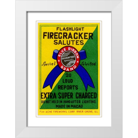 Flashlight Firecracker Salutes - Blue Ribbon Brand White Modern Wood Framed Art Print with Double Matting by Unknown