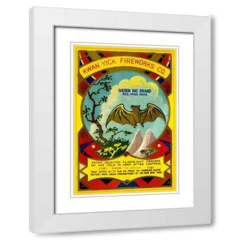 Golden Bat Firecrackers White Modern Wood Framed Art Print with Double Matting by Unknown