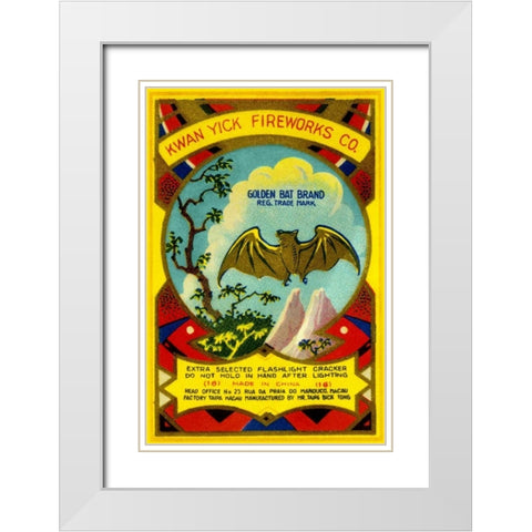 Golden Bat Firecrackers White Modern Wood Framed Art Print with Double Matting by Unknown